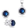 Brilio Silver Brilio Sidabrinis Sidabrinis jewelry set with dark mėlynas zircons SET230WB (pendant, earrings)