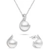 Brilio Silver Brilio Sidabrinis Charming sidabrinis jewelry set with real pearls SET240W (pakabukas, pendant, earrings)