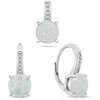 Brilio Silver Brilio Sidabrinis Elegant jewelry set with zircons and baltas opals SET246W (pendant, earrings)