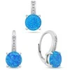 Brilio Silver Brilio Sidabrinis Sidabrinis jewelry set with zircons and mėlynas opals SET246WB (pendant, earrings)