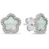 Brilio Silver Matching jewelry set with opals and zircons Flowers SET289W (pakabukas, earrings)