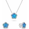 Brilio Silver Beautiful jewelry set with opals and zircons Flowers SET289WB (pakabukas, earrings)