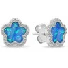 Brilio Silver Beautiful jewelry set with opals and zircons Flowers SET289WB (pakabukas, earrings)