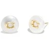 Coach Brass earrings with synthetic pearl 37351511GLD107