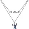 Disney „Stitch Lilo“ ir „Stitch“ dvigubi sidabriniai karoliai NS00059SRHL-17.CS (grandinė, pakabukas)