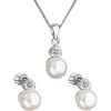 Evolution Group Jewelry set with zircons and pearls Pavona 29001.1 baltas (earrings, chain, pendant)