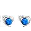 Evolution Group Sidabriniai širdelės auskarai su mėlynais sintetiniais opalais 31259.3 mėlyni