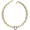Guess Išskirtinis paauksuotas vėrinys su rausvais kristalais „Beloved“ JUBN05004JWYGPKT/U