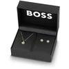 Hugo Boss Prabangus auksu dengtas papuošalų rinkinys Medallion 1570149 (vėrinys, auskarai)