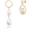 Jwl Luxury Pearls Asimetriški paauksuoti auskarai su tikrais baroko perlais JL0723
