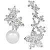 Jwl Luxury Pearls Asimetriški auskarai - dvigubi auskarai su tikru baltu perlu ir išilginiai auskarai su cirkoniais JL0260