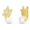Jwl Luxury Pearls Gražūs paauksuoti auskarai su tikrais perlais ir cirkoniais JL0827