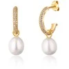 Jwl Luxury Pearls Gražūs paauksuoti auskarai su tikrais perlais 2in1 JL0771