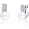 Jwl Luxury Pearls Gražūs auskarai su tikru perlu ir cirkoniais JL0644