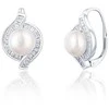 Jwl Luxury Pearls Gražūs sidabriniai auskarai su tikrais perlais JL0718