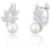 Jwl Luxury Pearls Gražūs sidabriniai auskarai su tikrais perlais ir cirkoniais JL0719