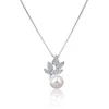 Jwl Luxury Pearls Gražus sidabrinis karoliai su tikru perlu ir cirkoniais JL0785 (grandinė, pakabukas)