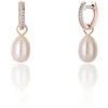 Jwl Luxury Pearls Bronziniai apvalūs auskarai á la Duchess Kate su tikru perlu ir cirkoniais 3in1 JL0687