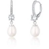 Jwl Luxury Pearls Žavūs sidabriniai auskarai su tikrais perlais ir cirkoniais JL0739