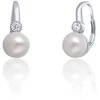 Jwl Luxury Pearls Žavūs sidabriniai auskarai su tikru baltu perlu JL0673