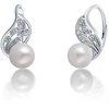 Jwl Luxury Pearls Žavūs sidabriniai auskarai su tikru baltu perlu JL0706