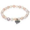 Jwl Luxury Pearls Subtili apyrankė iš tikrų perlų su metaline širdele JL0293