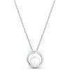 Jwl Luxury Pearls Subtilus karoliai su cirkoniais ir tikru perlu JL0833 (grandinė, pakabukas)