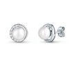 Jwl Luxury Pearls Subtilūs sidabriniai auskarai su cirkoniais ir tikru perlu JL0832