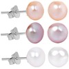 Jwl Luxury Pearls 3 porų perlinių auskarų rinkinys su nuolaida - balta, lašiša, violetinė JL0426