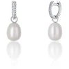 Jwl Luxury Pearls Sidabriniai apvalūs hercogienės Kate auskarai su tikru perlu ir cirkoniais 3in1 JL0685