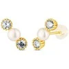 Jwl Luxury Pearls Elegantiški paauksuoti auskarai su perlais ir cirkoniais JL0852