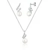 Jwl Luxury Pearls Elegantiškas papuošalų rinkinys su tikru perlu ir cirkoniais JL0746 (grandinė, pakabukas, auskarai)