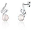 Jwl Luxury Pearls Elegantiškas papuošalų rinkinys su tikru perlu ir cirkoniais JL0746 (grandinė, pakabukas, auskarai)