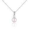 Jwl Luxury Pearls Elegantiškas karoliai su Akoya jūros perlu ir kristalais JL0658 (grandinė, pakabukas)