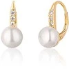 Jwl Luxury Pearls Geltonu auksu dengti auskarai su perlais ir cirkoniais JL0769