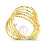 Jwl Luxury Pearls Auksuota perlinė sagė su tikru perlu ir cirkoniais JL0846
