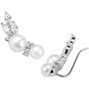 Jwl Luxury Pearls Longitudinal sidabrinis auskarai su tikrais perlais ir kristalais JL0300
