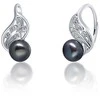 Jwl Luxury Pearls Prabangūs sidabriniai auskarai su tikru juodu perlu JL0674