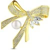 Jwl Luxury Pearls Prabangi moteriška sagė su perlais ir cirkoniais - kaspinėlis JL0868