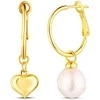 Jwl Luxury Pearls Romantiški asimetriški auskarai su širdele ir gėlavandenio perlo formos perlais 2in1 JL0854
