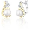 Jwl Luxury Pearls Sidabriniai dvispalviai auskarai su tikrais perlais ir cirkoniais JL0720