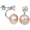 Jwl Luxury Pearls Sidabrinis auskarai su tikru lašišos perlu ir kristalu 2in1 JL0216