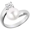 Jwl Luxury Pearls Sidabrinis žiedas su baltu perlu ir skaidriu kristalu JL0432