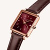 Laikrodis Rosefield „Boxy XS Burgundy Sunray“ tamsiai ruda oda rožinis auksinis QBBLR-Q56