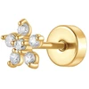 Luca Barra Single auksinis-plated labret Flower with zircons PR125