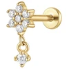 Luca Barra Single auksinis-plated labret with clear zircons PR114