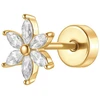 Luca Barra Single auksinis-plated labret Flower with zircons PR121
