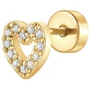 Luca Barra Single auksinis-plated labret Heart with zircons PR110