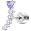 Luca Barra Single long earring with violetinė heart OK1451