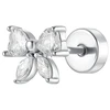 Luca Barra Single steel labret Bow with zircons PR122